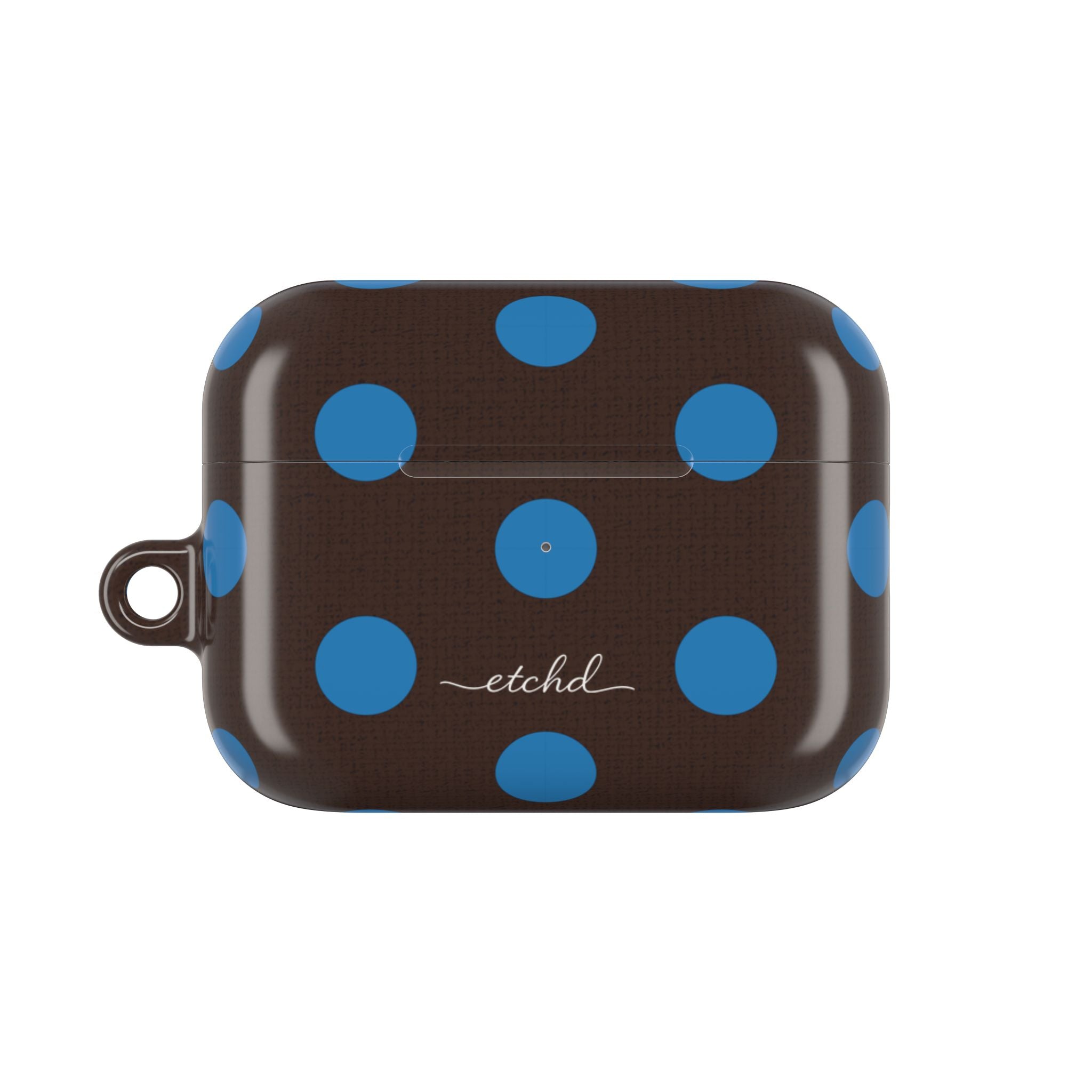 Cerulean & Espresso Polka Dot AirPod Case by etchd, view 2