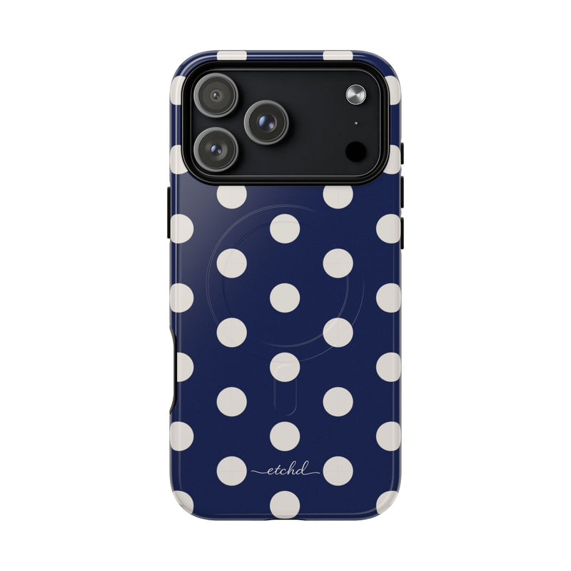 Cream & Navy Polka Dot Magnetic Phone Case by etchd, view 31