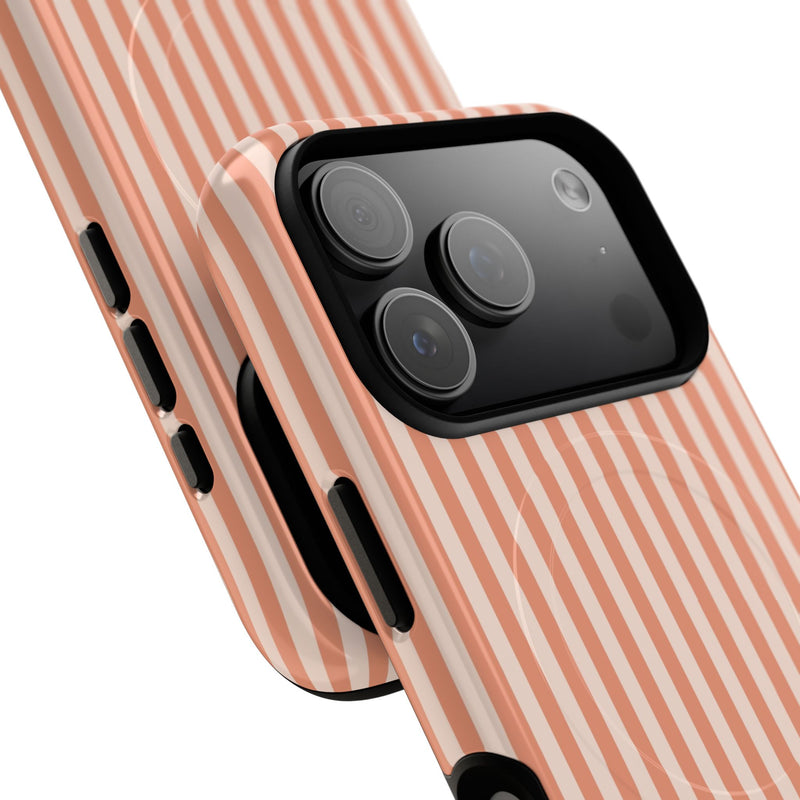 Coral & Cream Striped Magnetic Phone Case by etchd, view 99