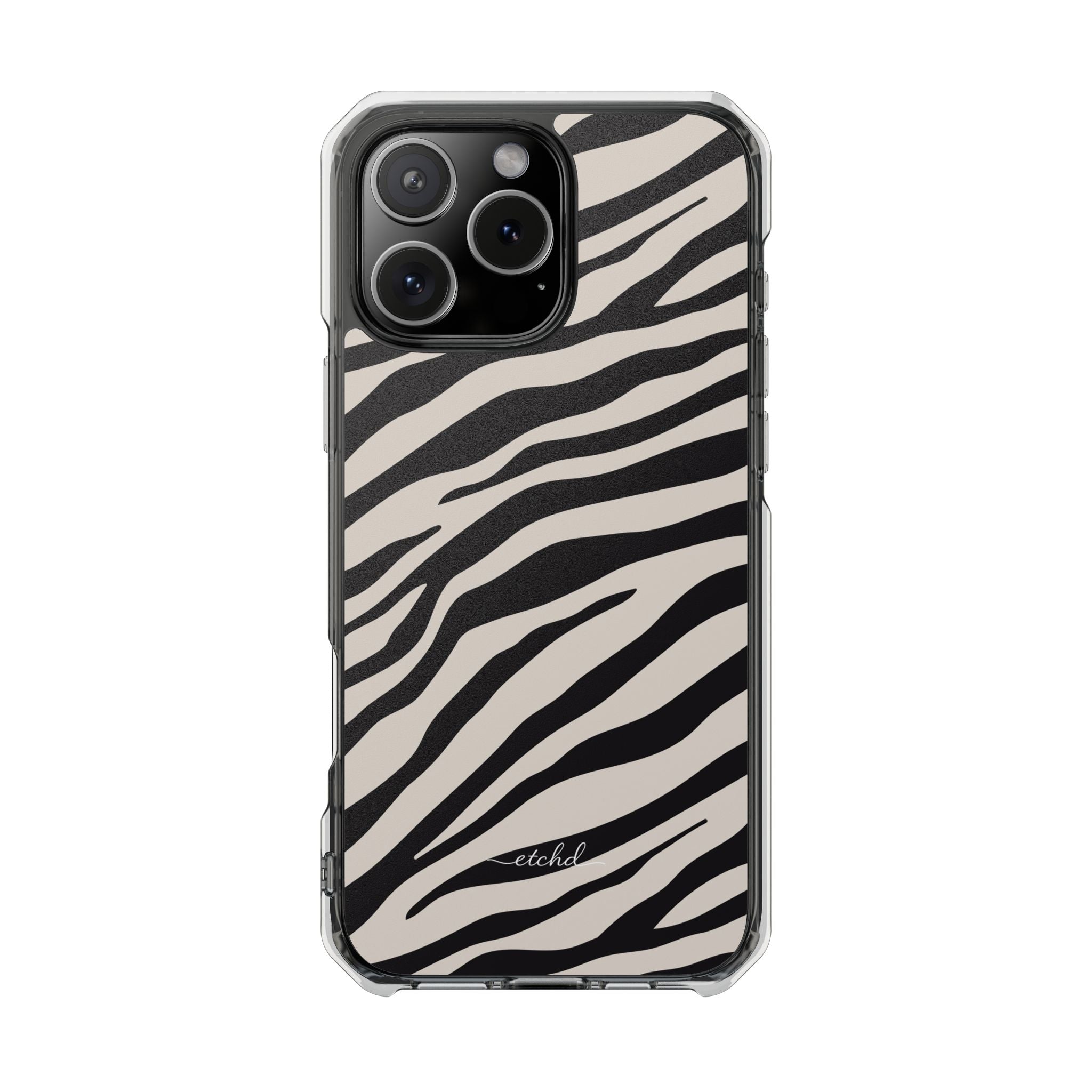 Zebra Print Clear Magnetic Phone Case by etchd