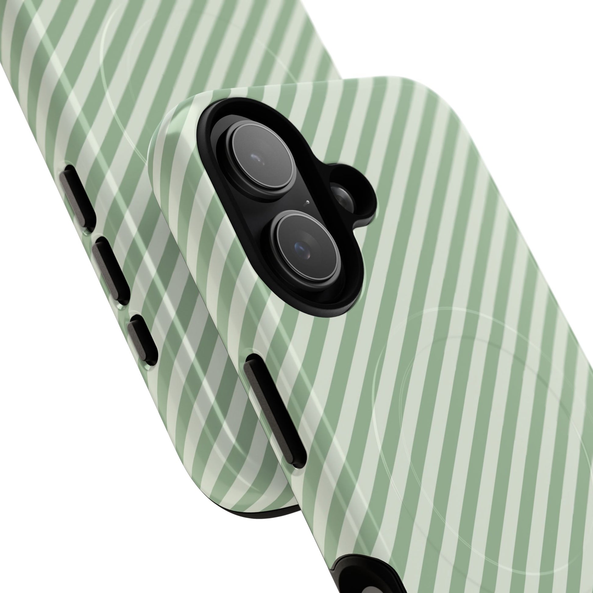 Sage & Cream Striped Diagonal Magnetic Phone Case by etchd, view 87