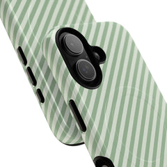 Sage & Cream Striped Diagonal Magnetic Phone Case by etchd, view 87