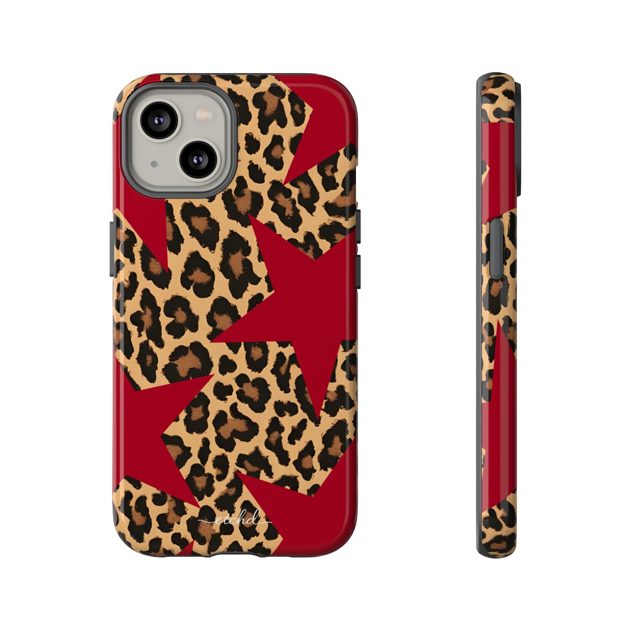 Leopard & Red Stars Phone Case by etchd, view 2