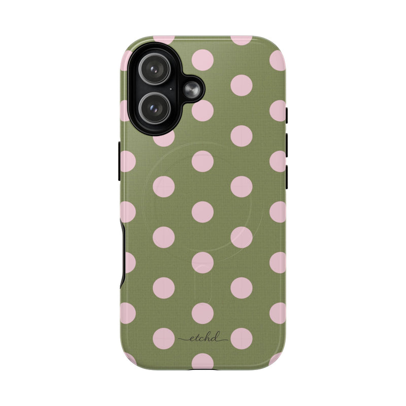 Pink And Green Polka Dot Magnetic Phone Case by etchd, view 25