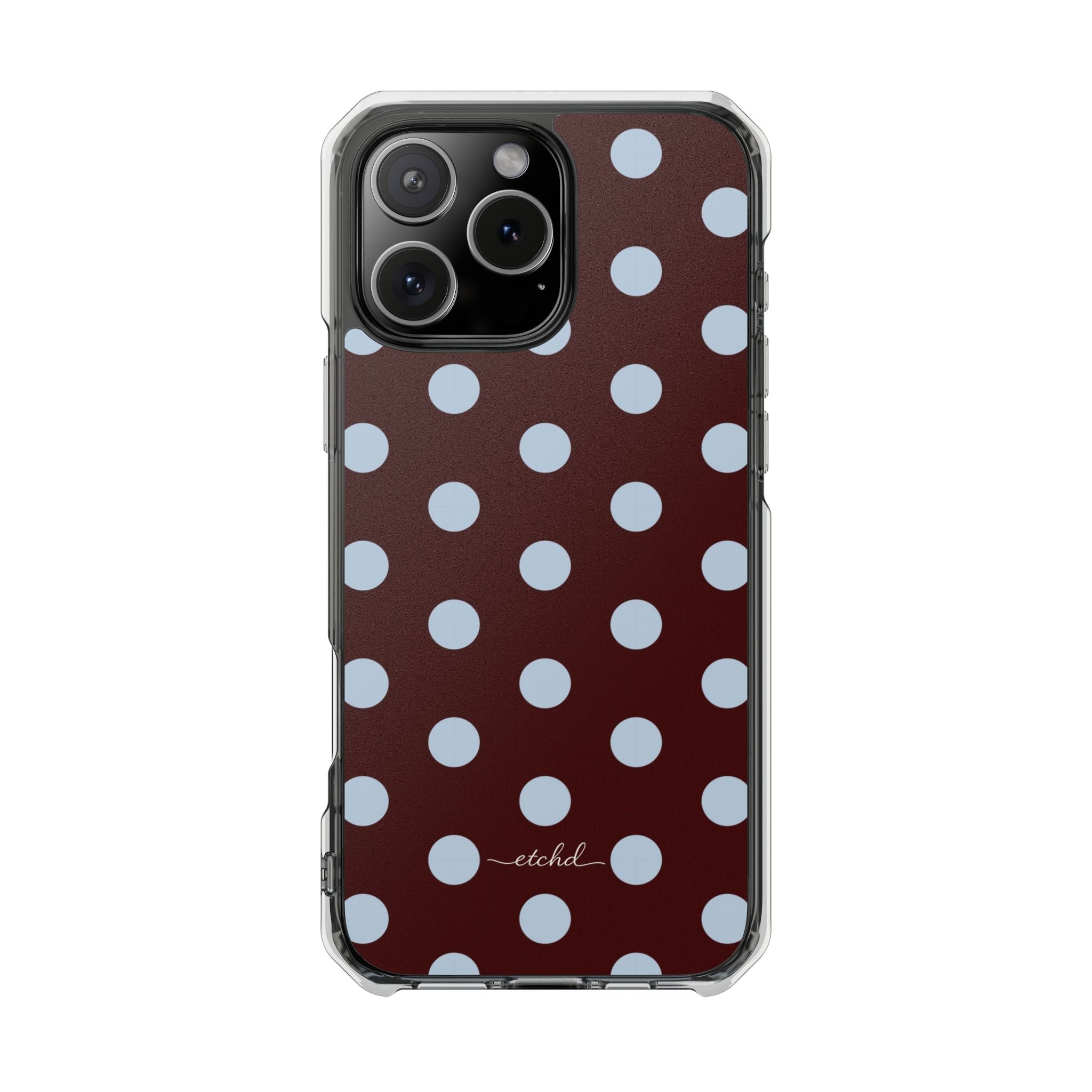 Cherry & Blue Polka Dot Clear Magnetic Phone Case by etchd