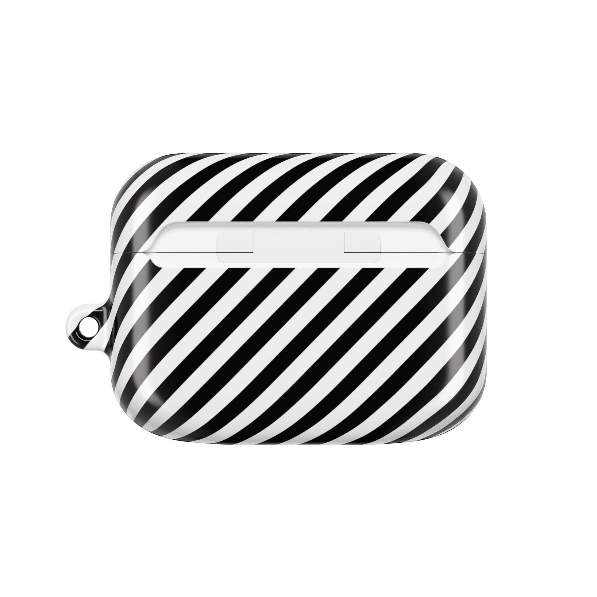 Black & White Striped Diagonal AirPod Case by etchd, view 7