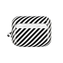 Black & White Striped Diagonal AirPod Case by etchd, view 7
