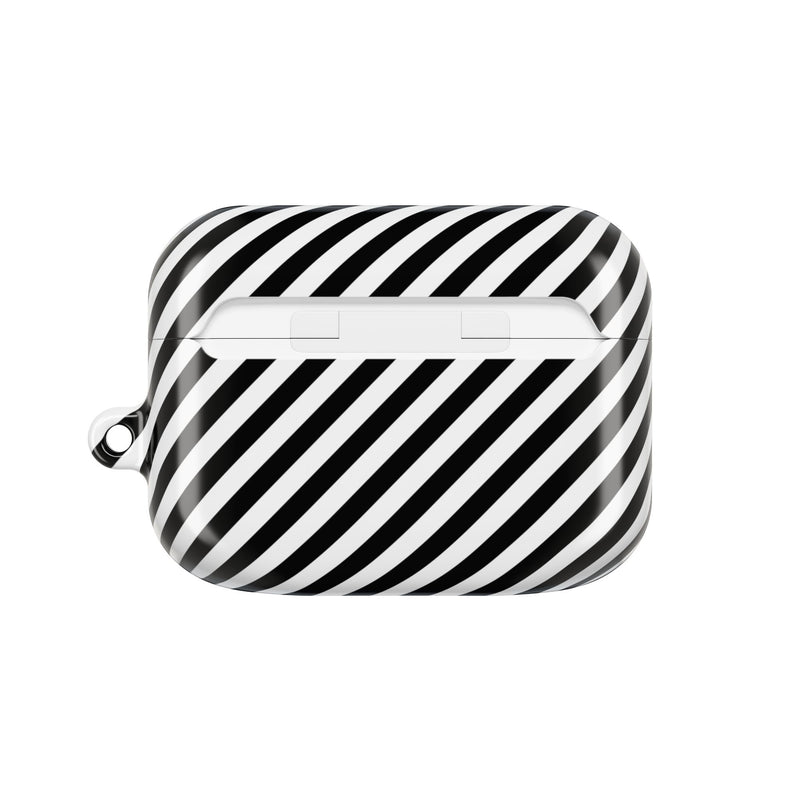 Black & White Striped Diagonal AirPod Case by etchd, view 7