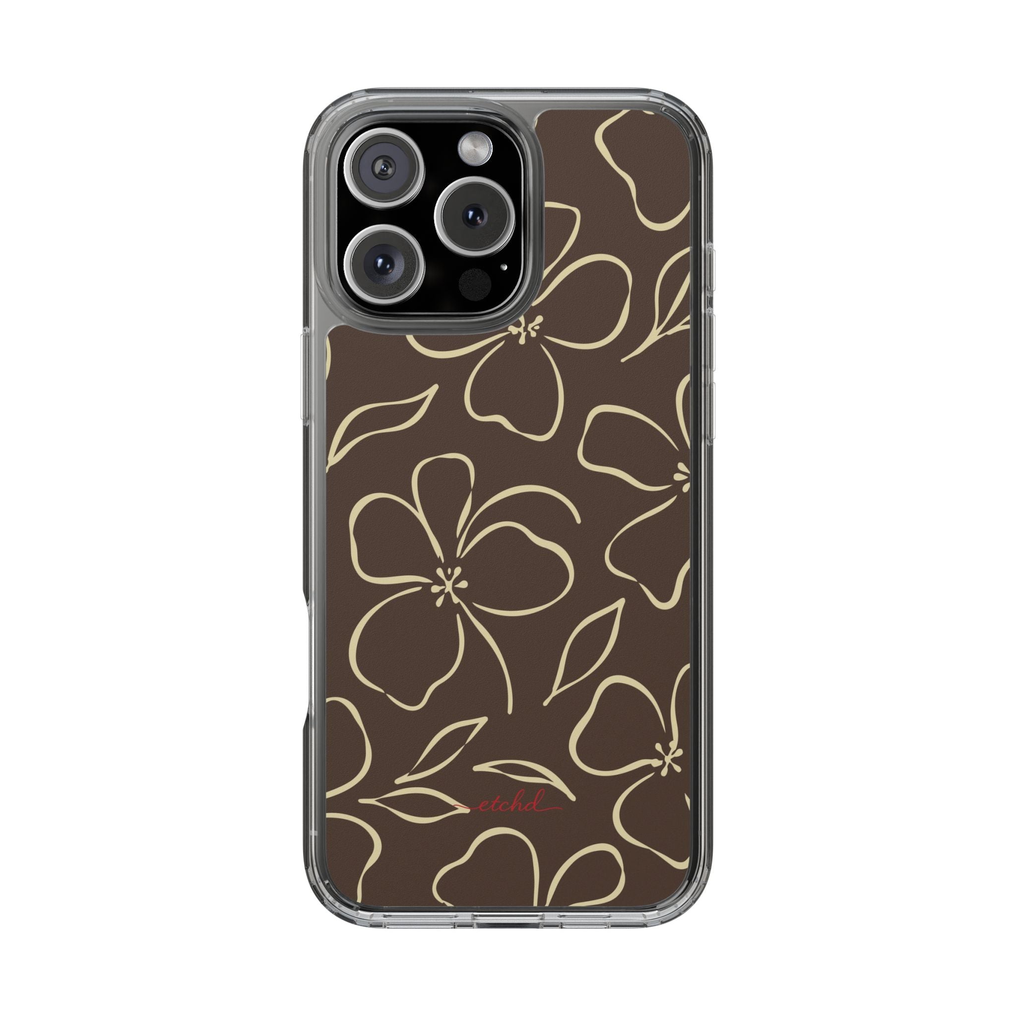 Butter & Brown Floral Funda transparente para móvil de etchd