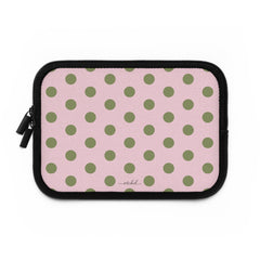 Green And Pink Polka Dot Laptop Sleeve by etchd, view 2