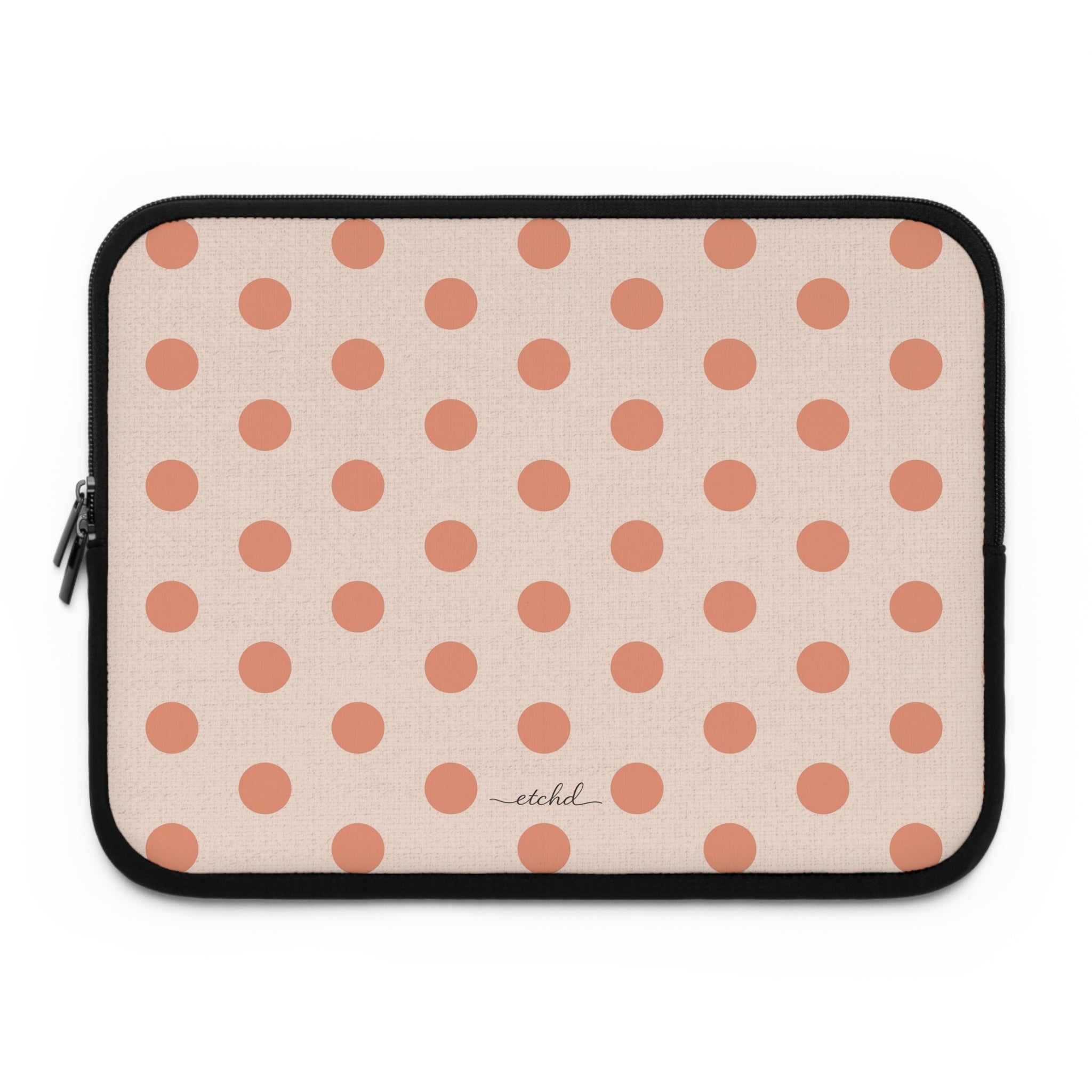 Coral Polka Dot Laptop Sleeve by etchd