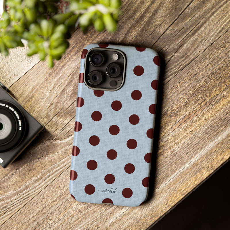 Blue & Cherry Polka Dot Phone Case-zoom-