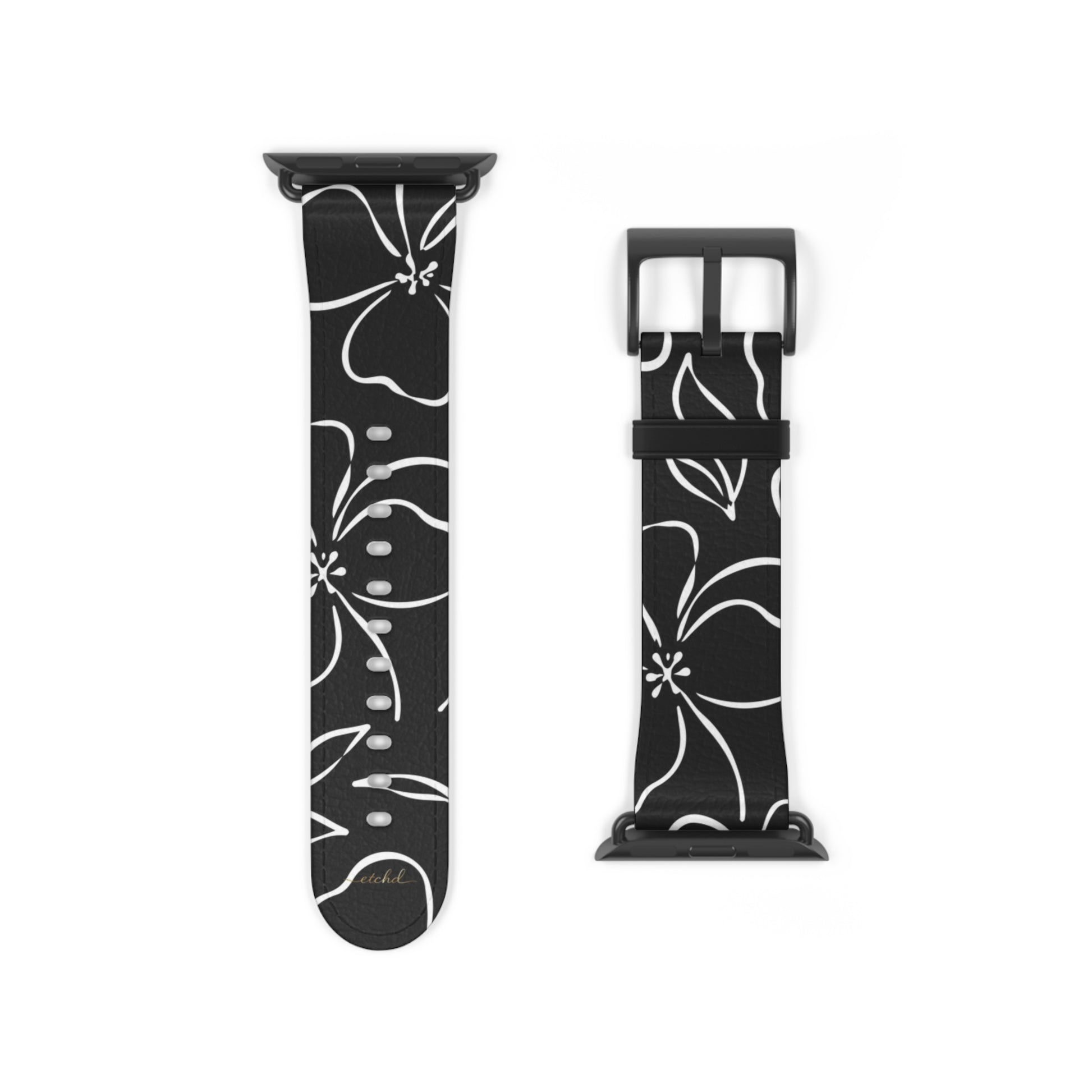 Black & White Floral Smartwatch Strap by etchd, view 9