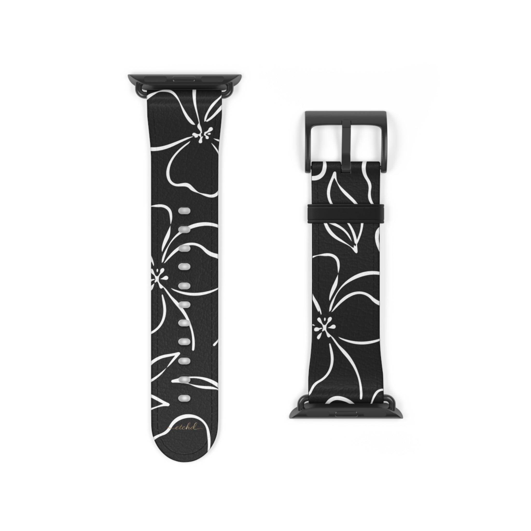 Black & White Floral Smartwatch Strap by etchd, view 9