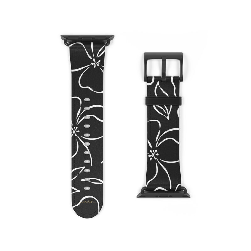 Black & White Floral Smartwatch Strap by etchd, view 9