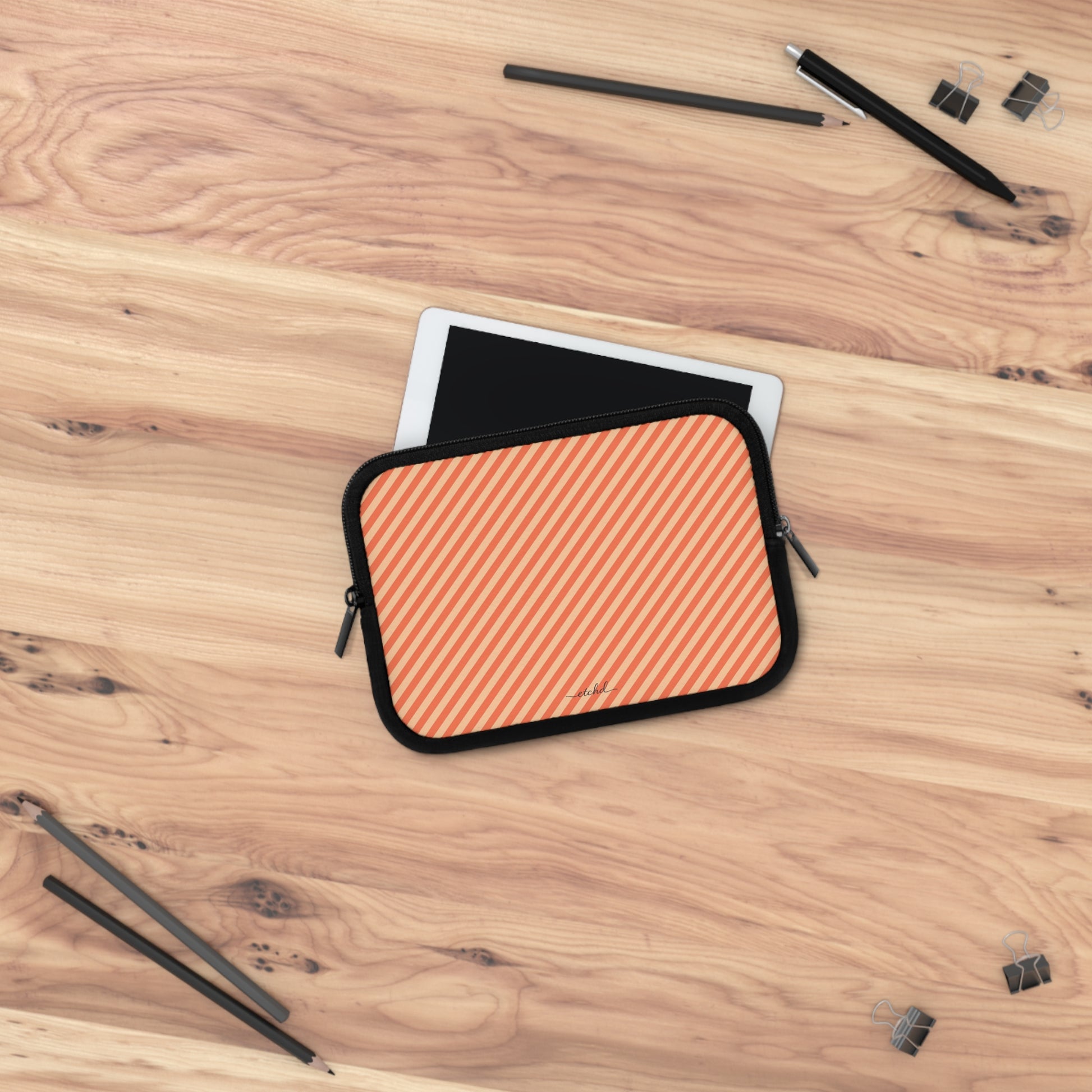 Coral And Peach Diagonal Laptop Sleeve by etchd, view 14