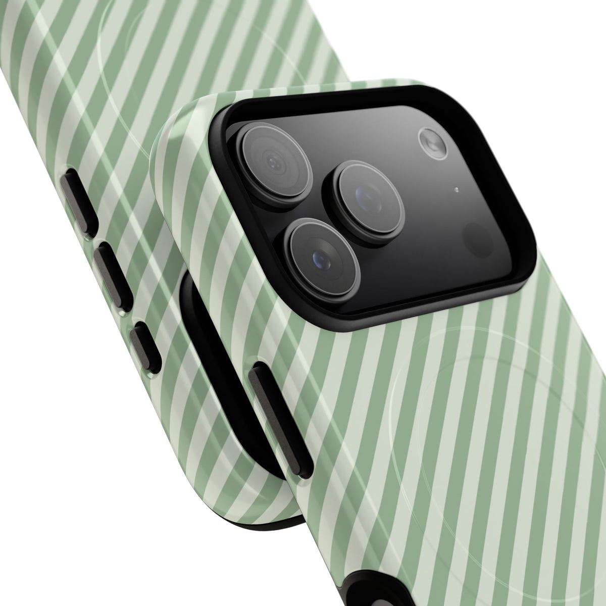 Sage & Cream Striped Diagonal Magnetic Phone Case by etchd, view 99