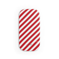 Classic Red & White Striped Diagonal Click-On Phone Grip by etchd