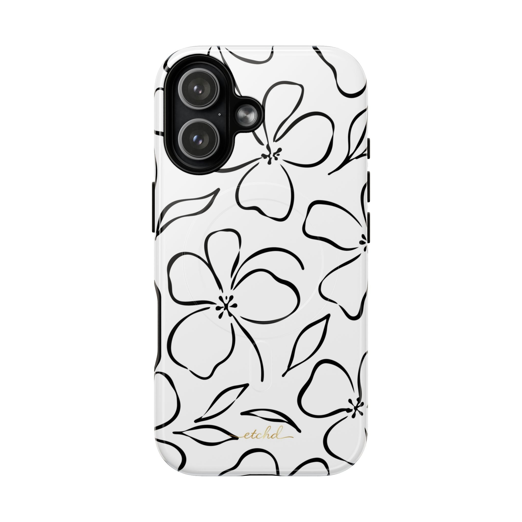 White & Black Floral Magnetic Phone Case by etchd, view 26
