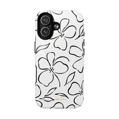 White & Black Floral Magnetic Phone Case by etchd, view 26