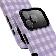 Lilac & Cream Gingham Magnetic Phone Case by etchd, view 99