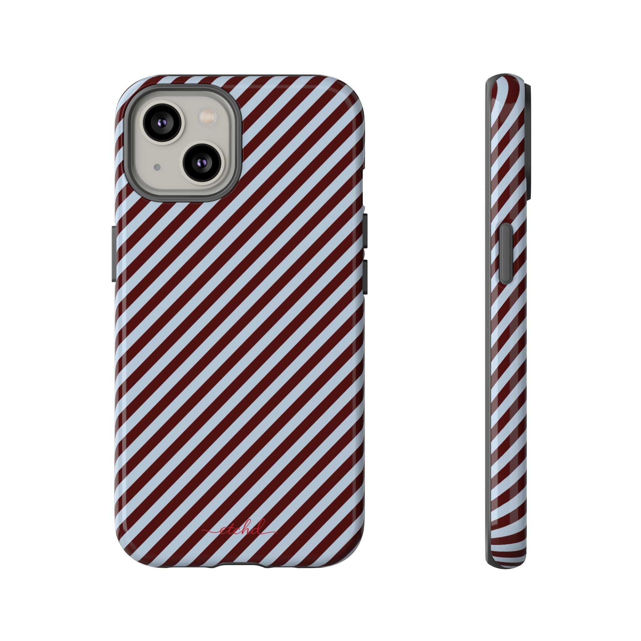 Blue & Cherry Striped Diagonal Phone Case by etchd, view 2