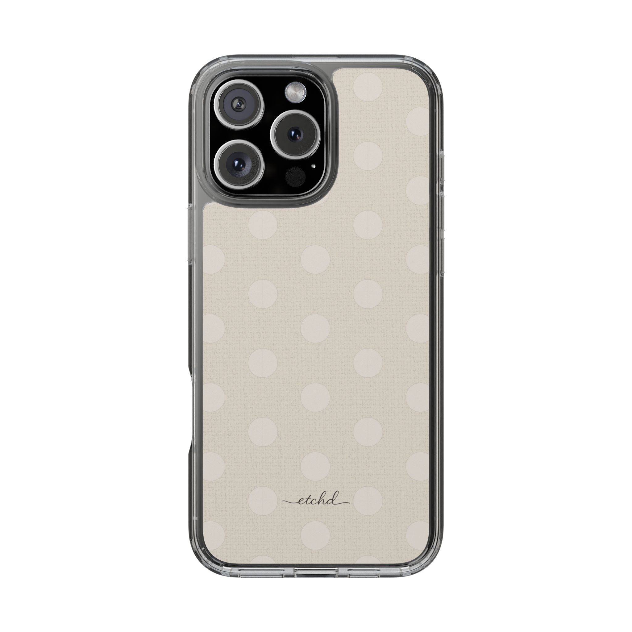 Neutral Polka Dot Clear Phone Case by etchd