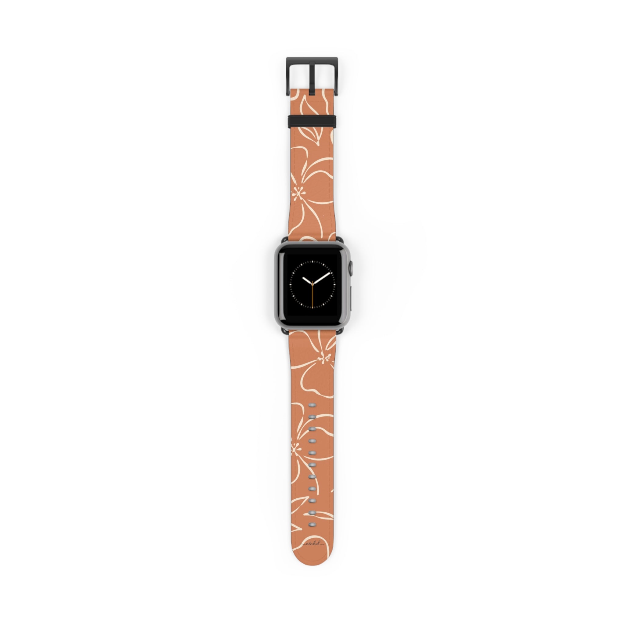 Terracotta & Cream Floral Smartwatch Strap by etchd