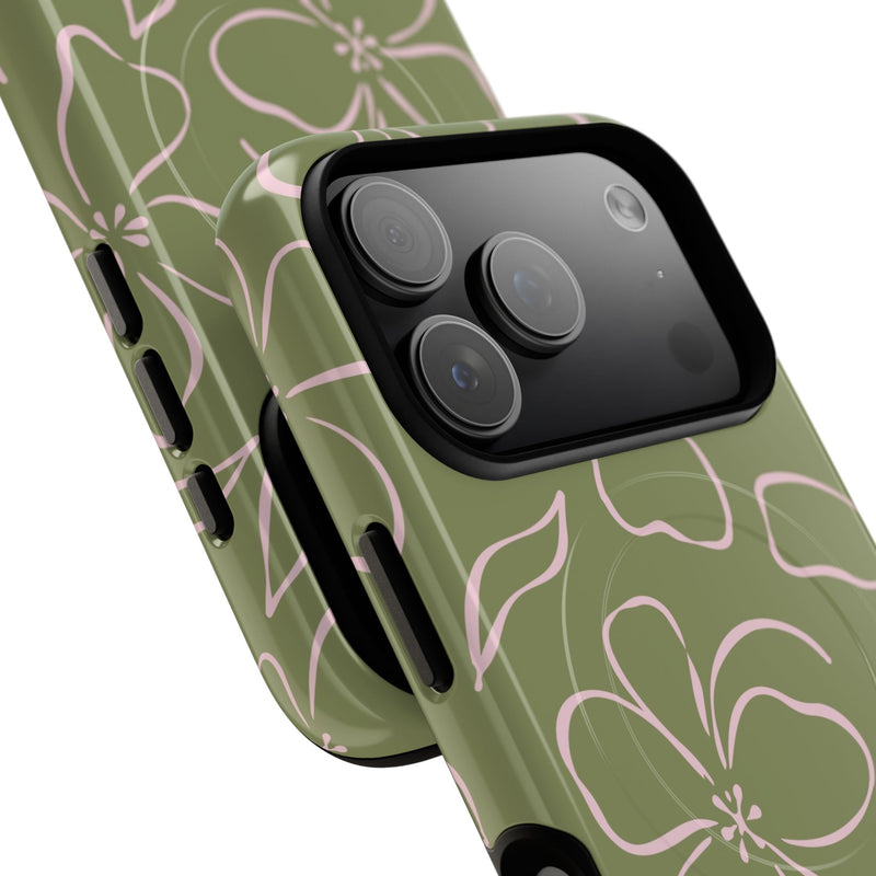 Green & Pink Floral Magnetic Phone Case by etchd, view 99