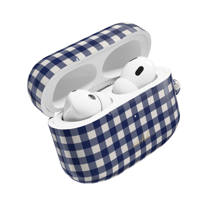 Navy & Cream Gingham AirPod Case by etchd, view 9