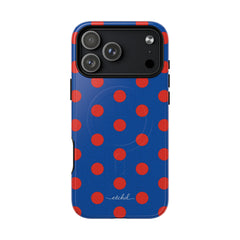 Poppy & Cobalt Polka Dot Magnetic Phone Case by etchd, view 31
