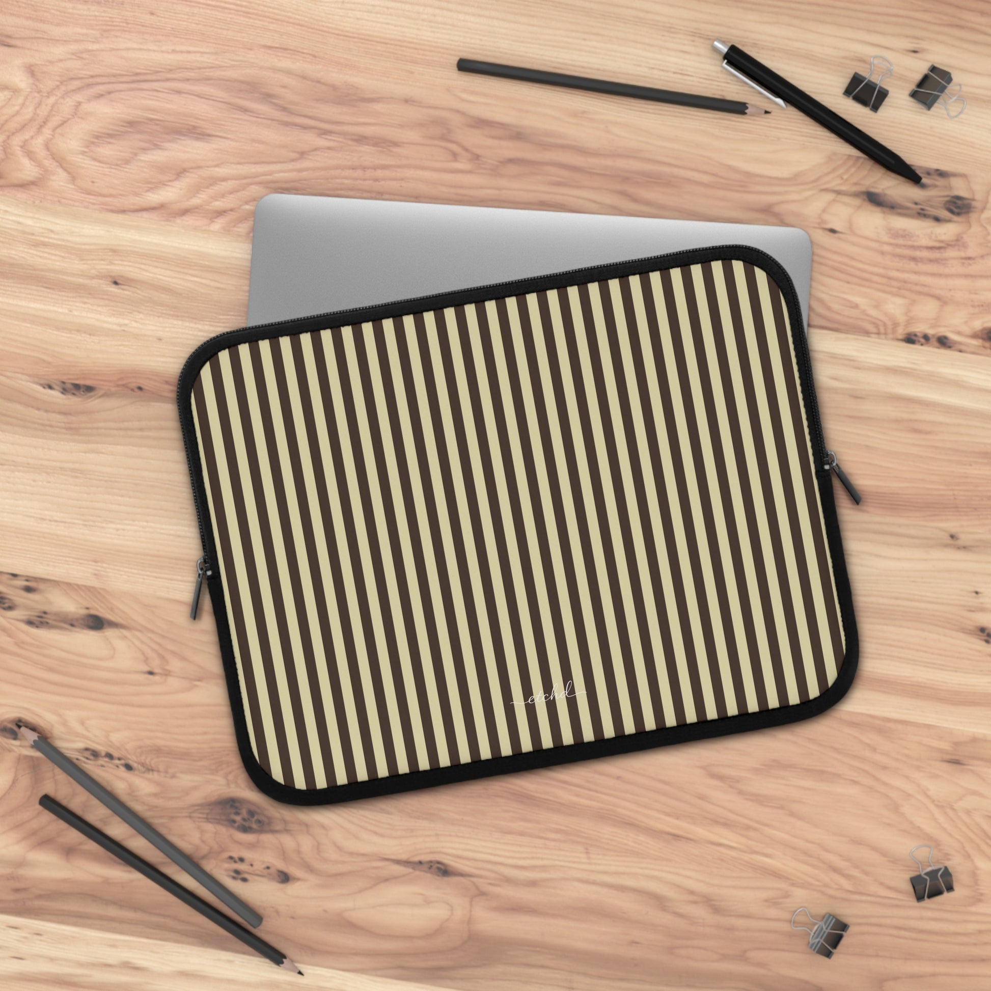 Butter Yellow And Brown Laptop Sleeve-5