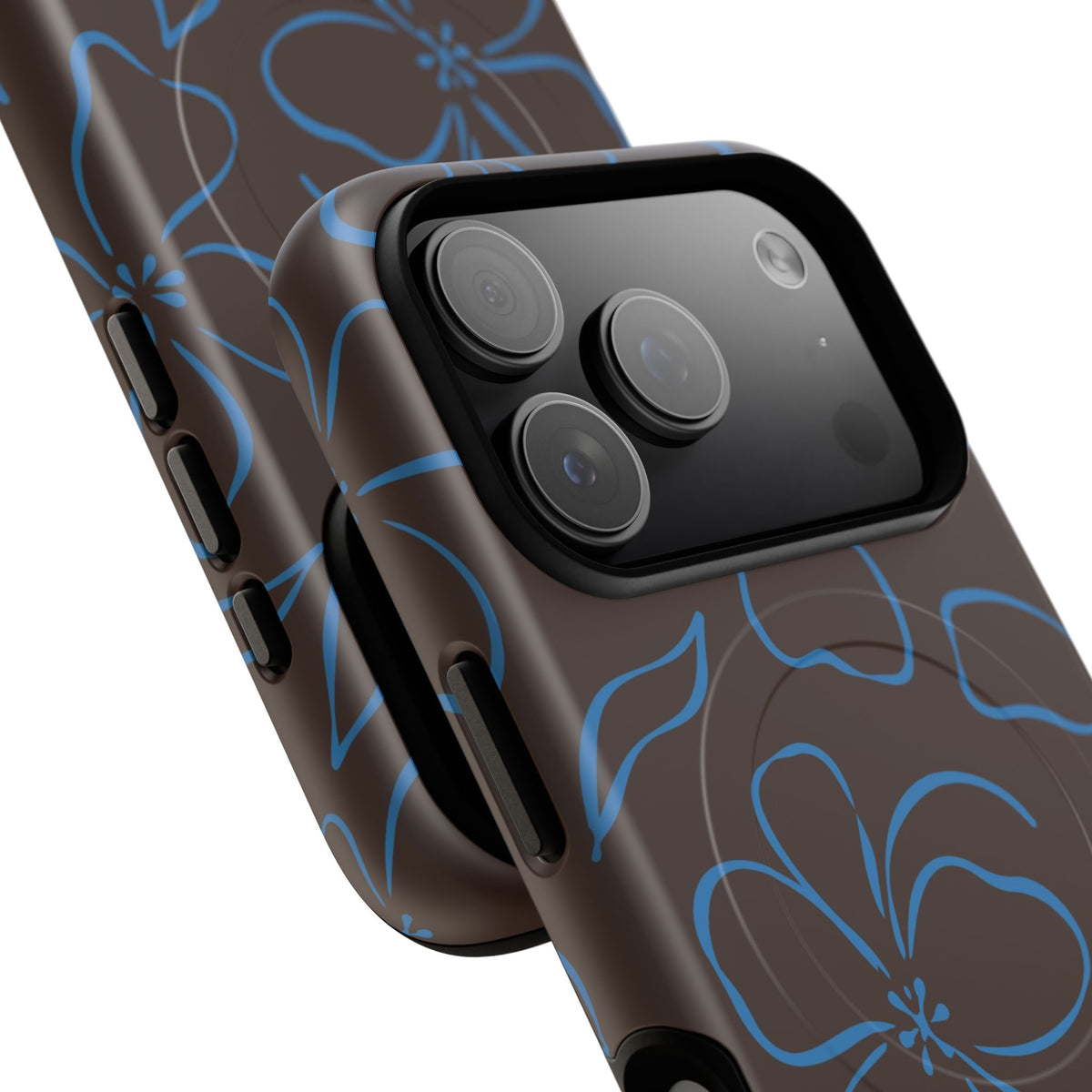Espresso & Cerulean Floral Magnetic Phone Case by etchd, view 100