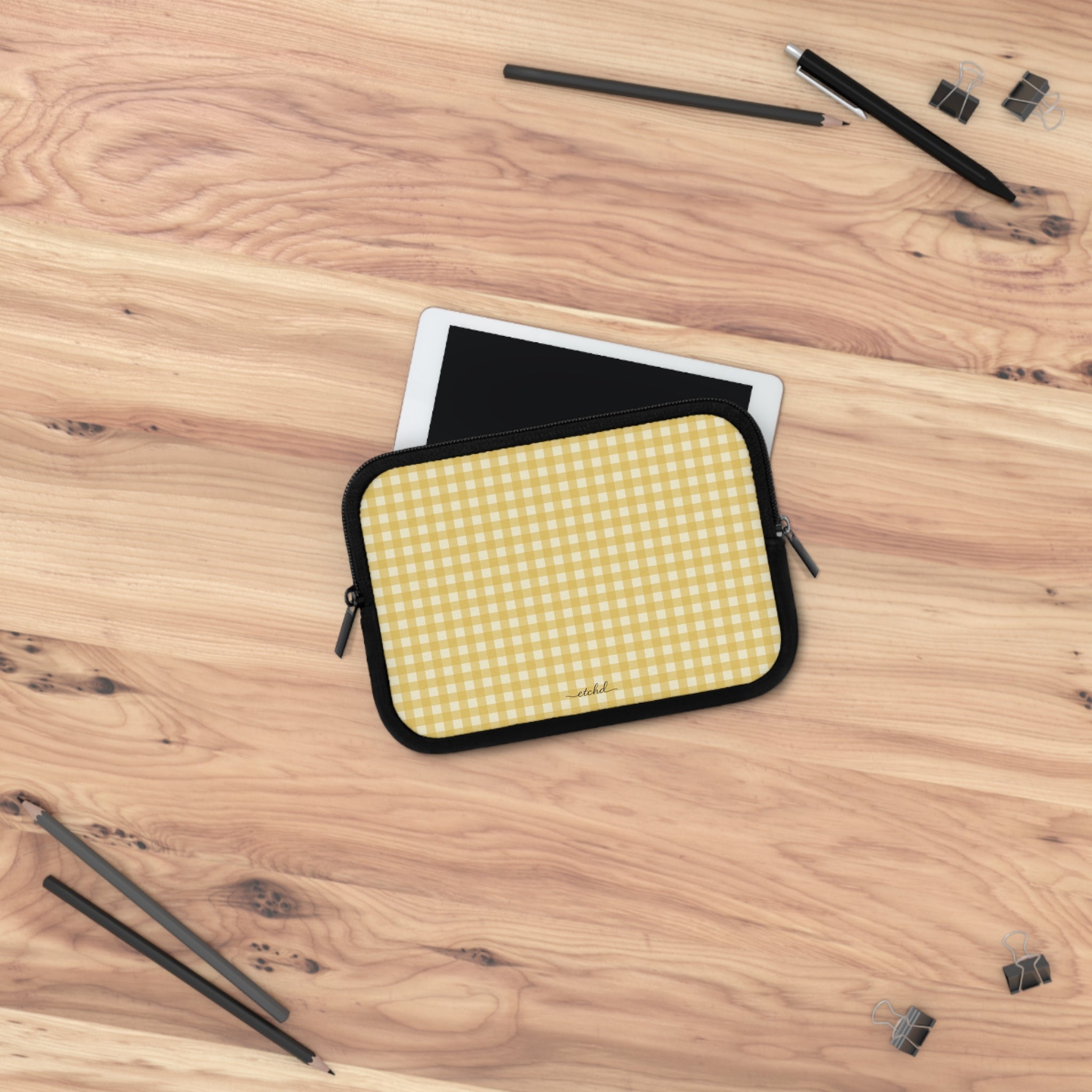 Butter & Cream Gingham Laptop Sleeve by etchd, view 14