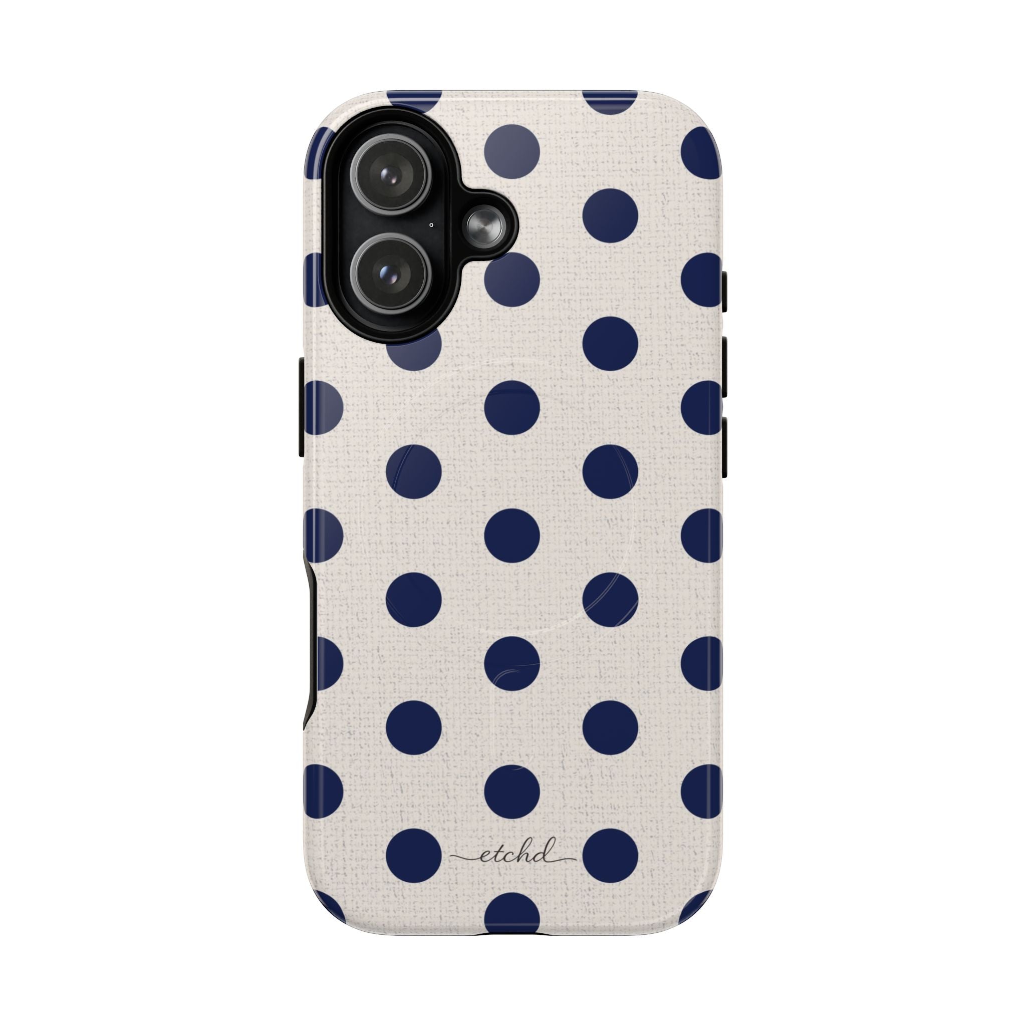 Navy & Cream Polka Dot Magnetic Phone Case by etchd, view 25