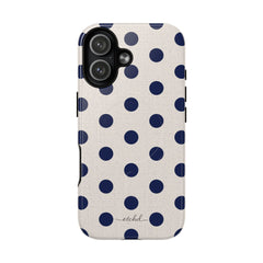 Navy & Cream Polka Dot Magnetic Phone Case by etchd, view 25