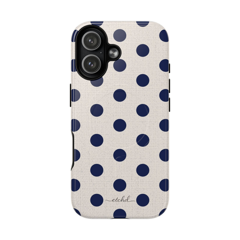 Navy & Cream Polka Dot Magnetic Phone Case by etchd, view 25