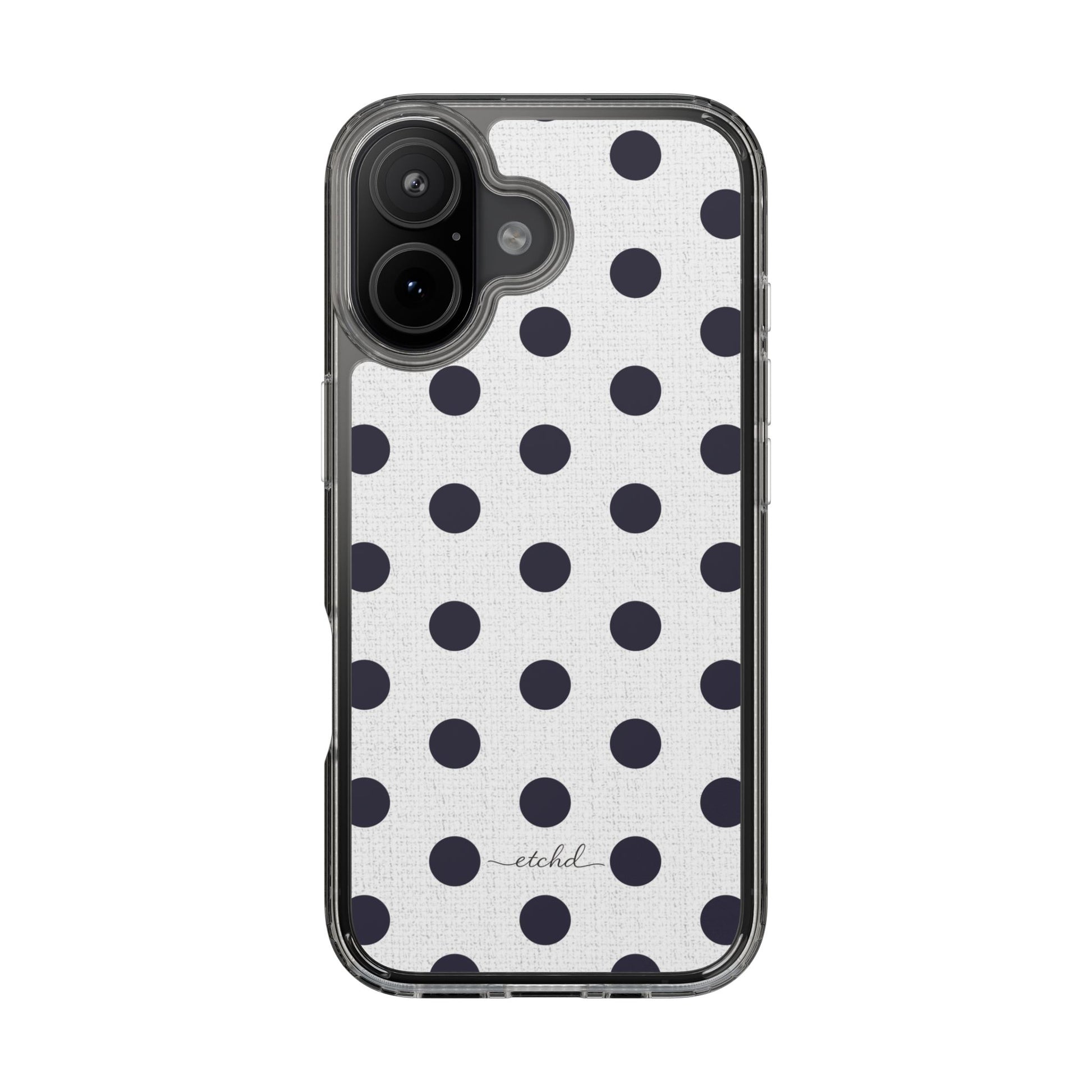Navy And White Polka Dot Clear Phone Case by etchd, view 35