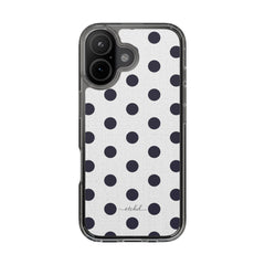 Navy And White Polka Dot Clear Phone Case by etchd, view 35