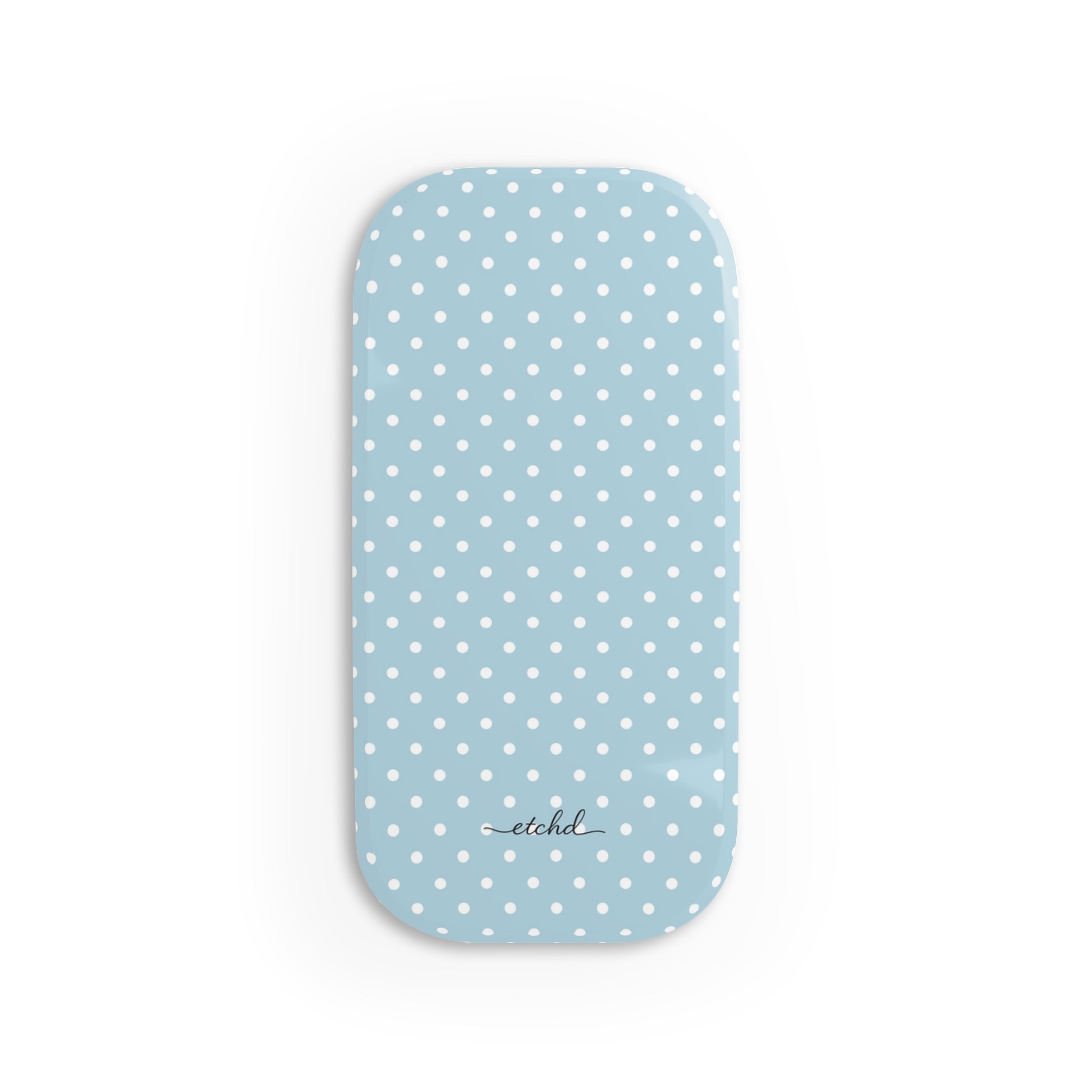 Blue White Polka Dot Click-On Phone Grip – designer phone grip by etchd
