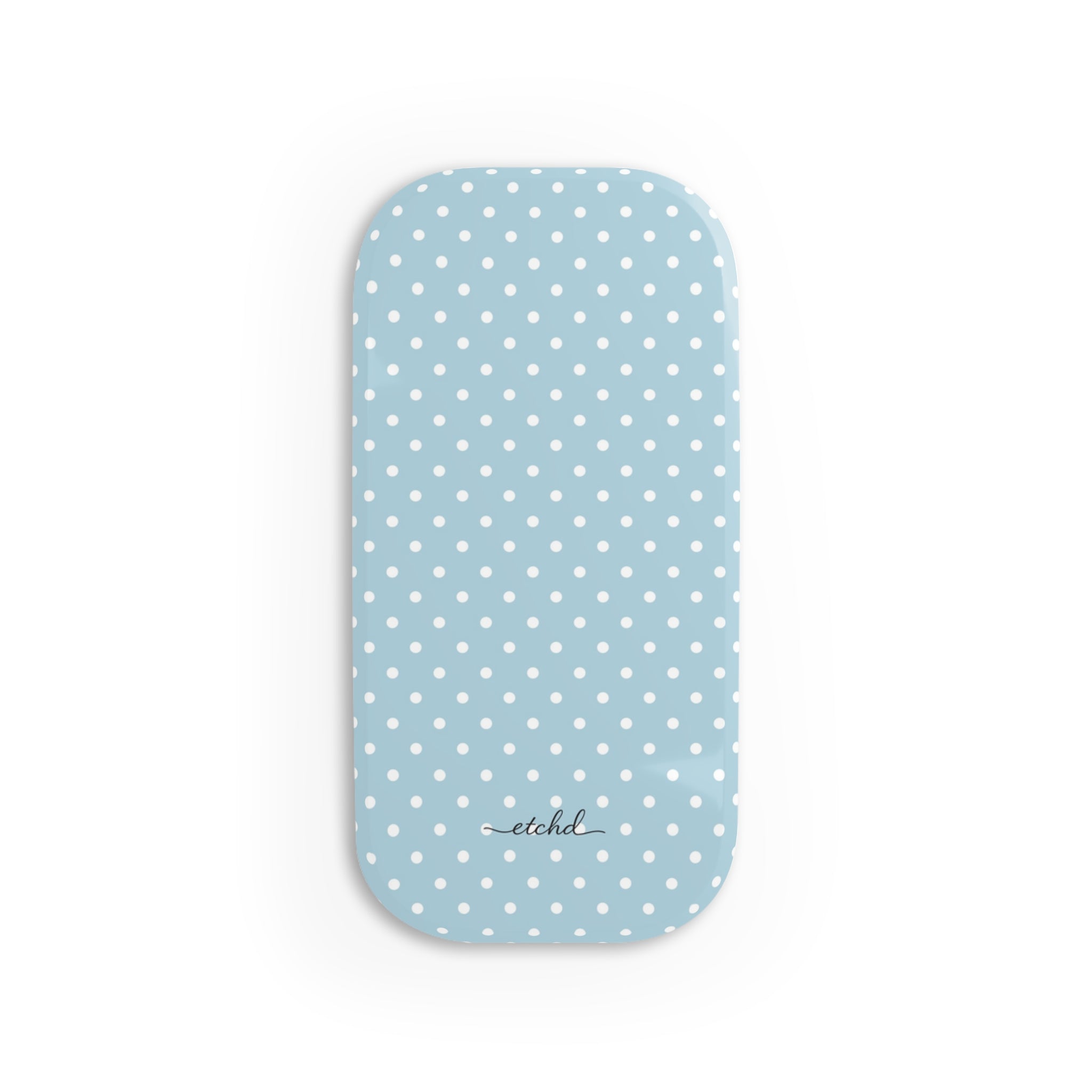 Blue White Polka Dot Click-On Phone Grip – designer phone grip by etchd