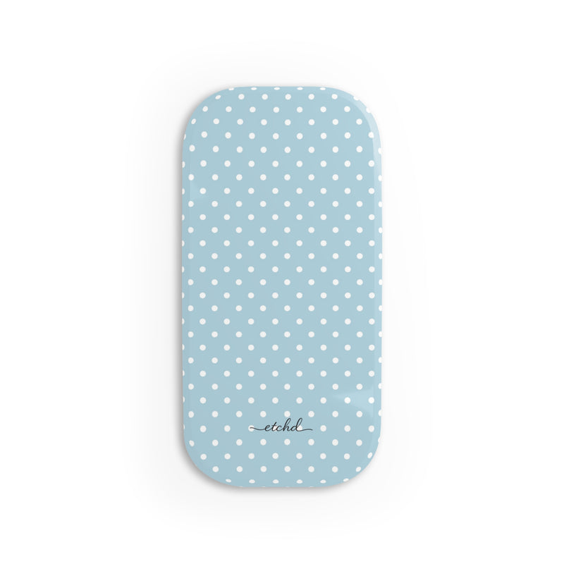 Blue White Polka Dot Click-On Phone Grip-zoom-
