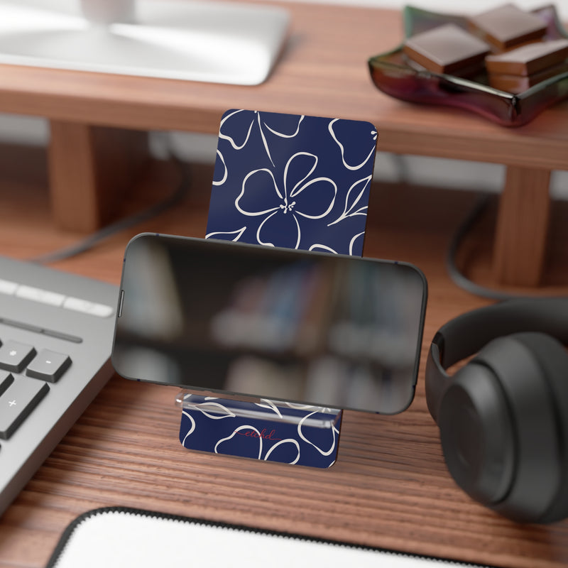 Navy & Cream Floral Phone Stand by etchd, view 4
