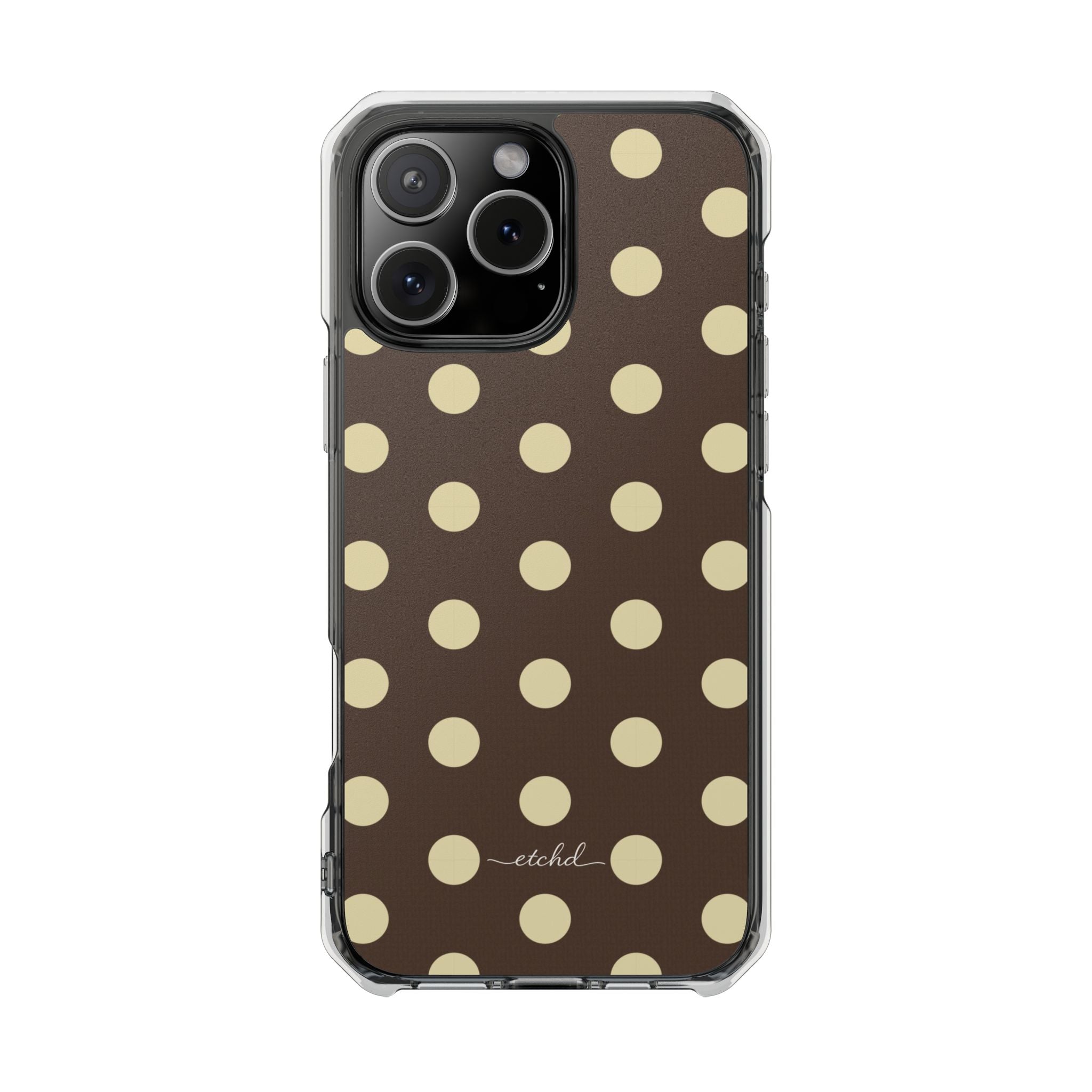 Brown And Butter Yellow Polka Dot Clear Magnetic Phone Case by etchd
