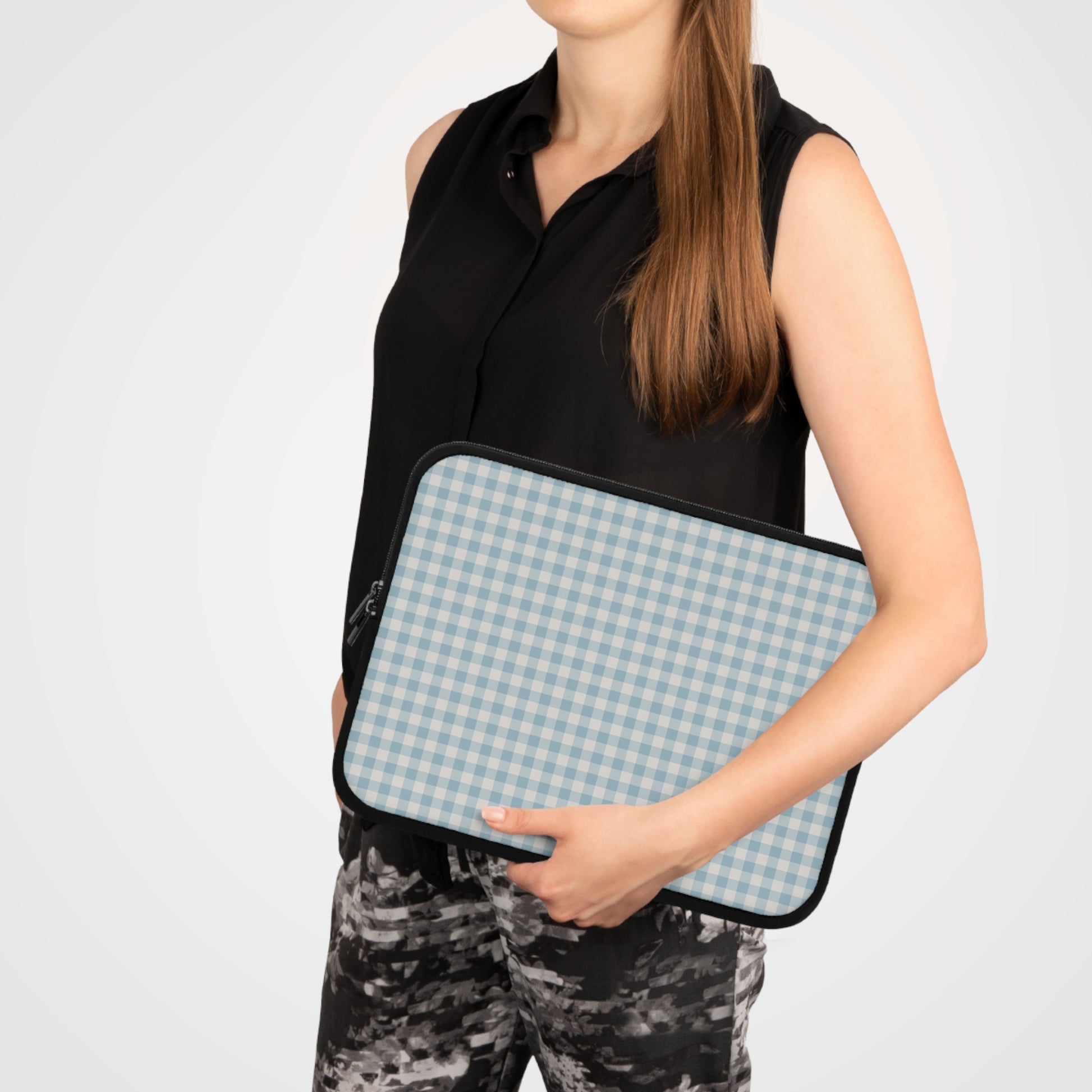 Cornflower Gingham Laptop Sleeve by etchd, view 6