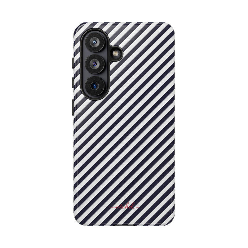 Navy & White Striped Diagonal Phone Case by etchd, view 61