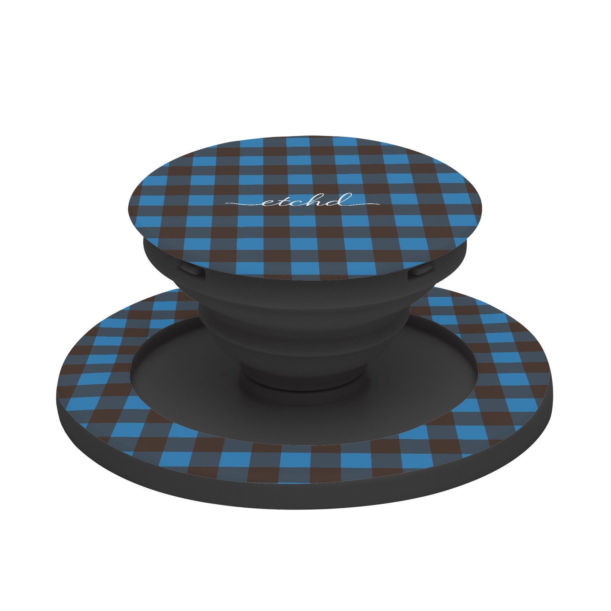 Cerulean & Espresso Gingham Phone Grip And Stand by etchd, view 6