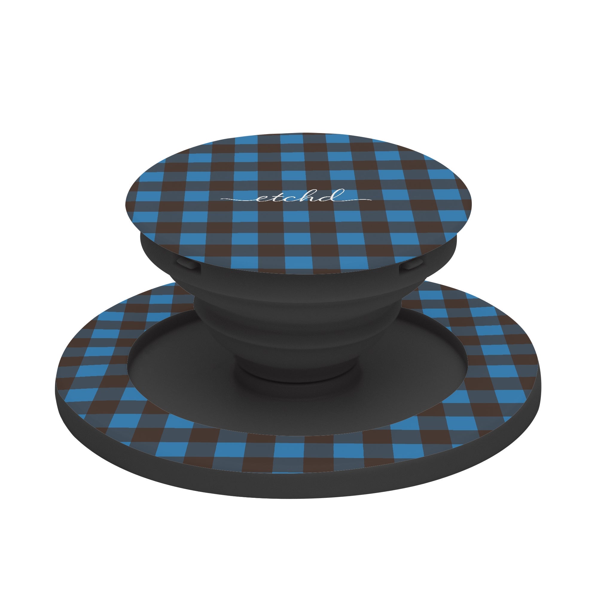 Cerulean & Espresso Gingham Phone Grip And Stand by etchd, view 6
