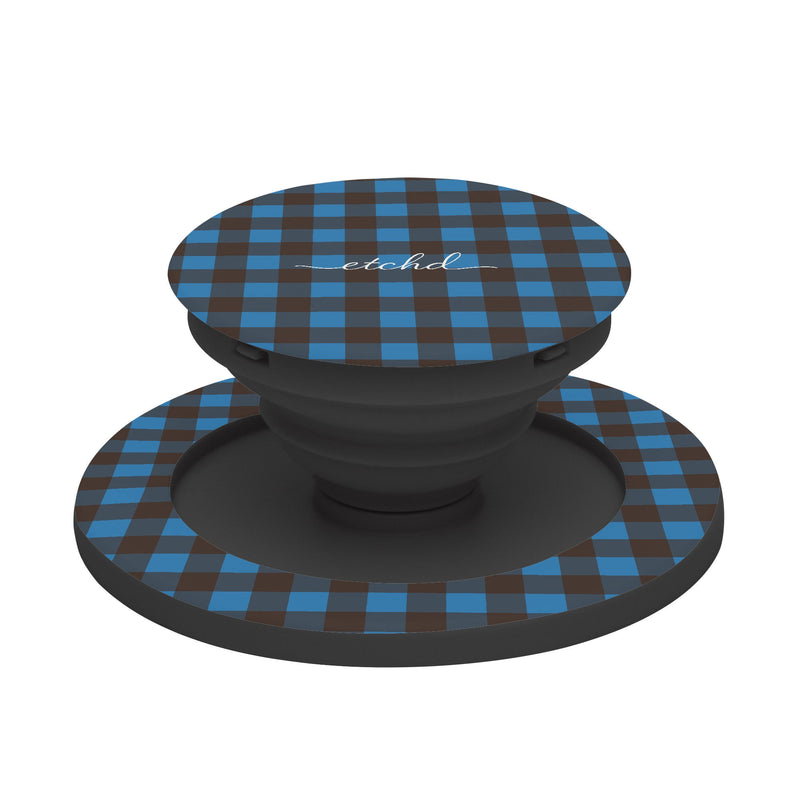 Cerulean & Espresso Gingham Handyhalterung und Ständer-zoom-