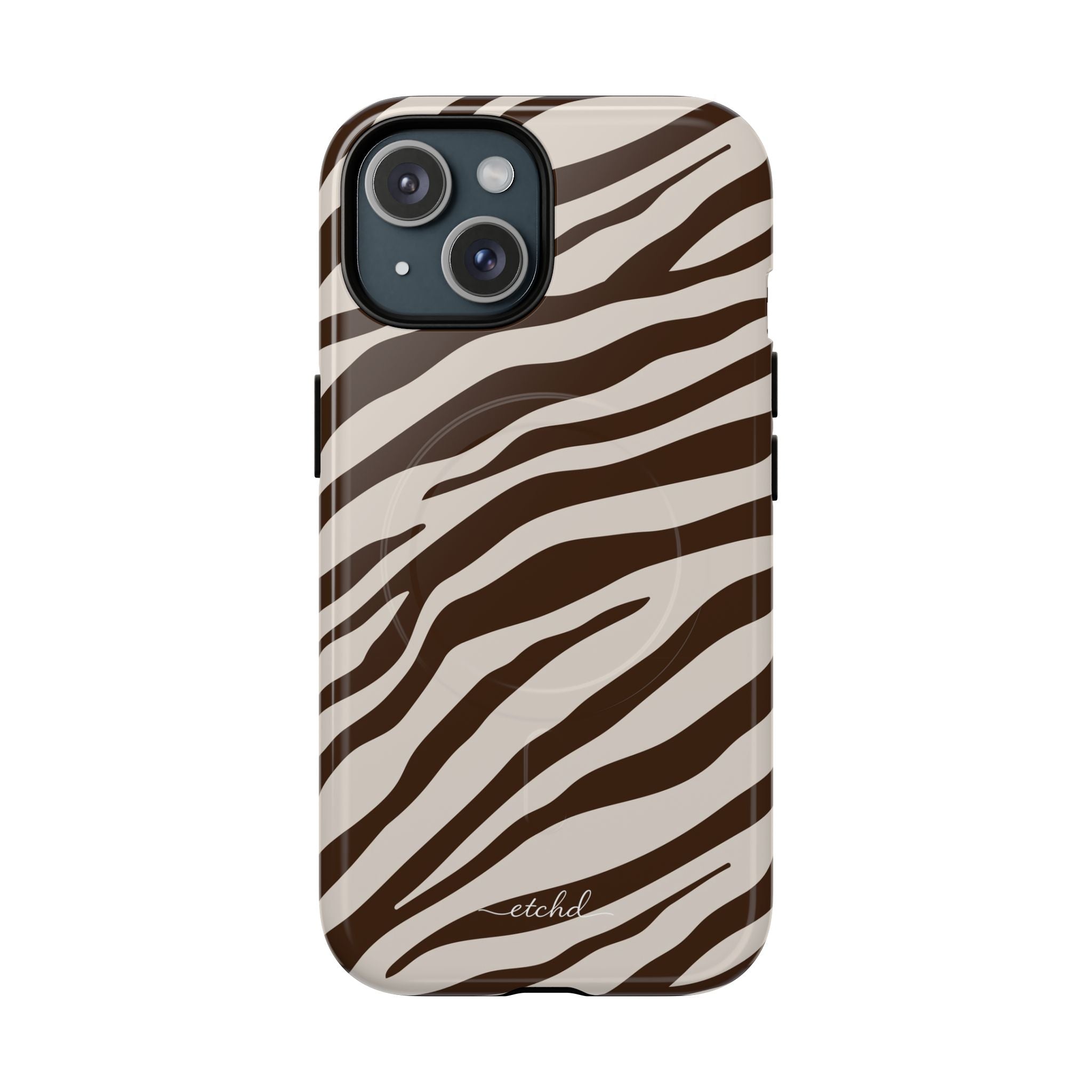 Brown Zebra Magnetic Phone Case by etchd, view 2